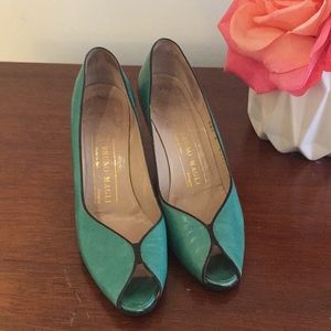 Vintage Bruno Magli teal heels